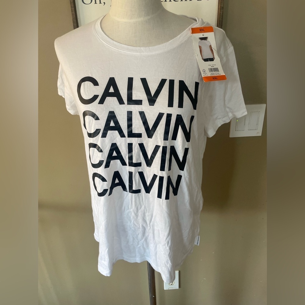 Calvin Klein White Tee with Bold Black Print